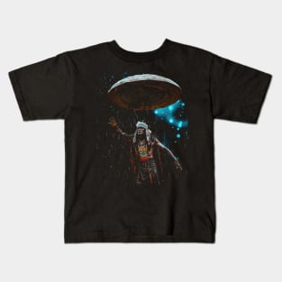 Trippy Native American UFO Alien Mushroom Meditation 3 Kids T-Shirt